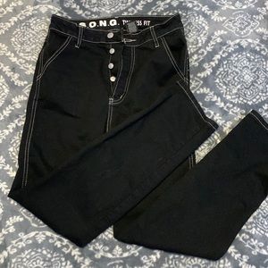 Black pants with white threading